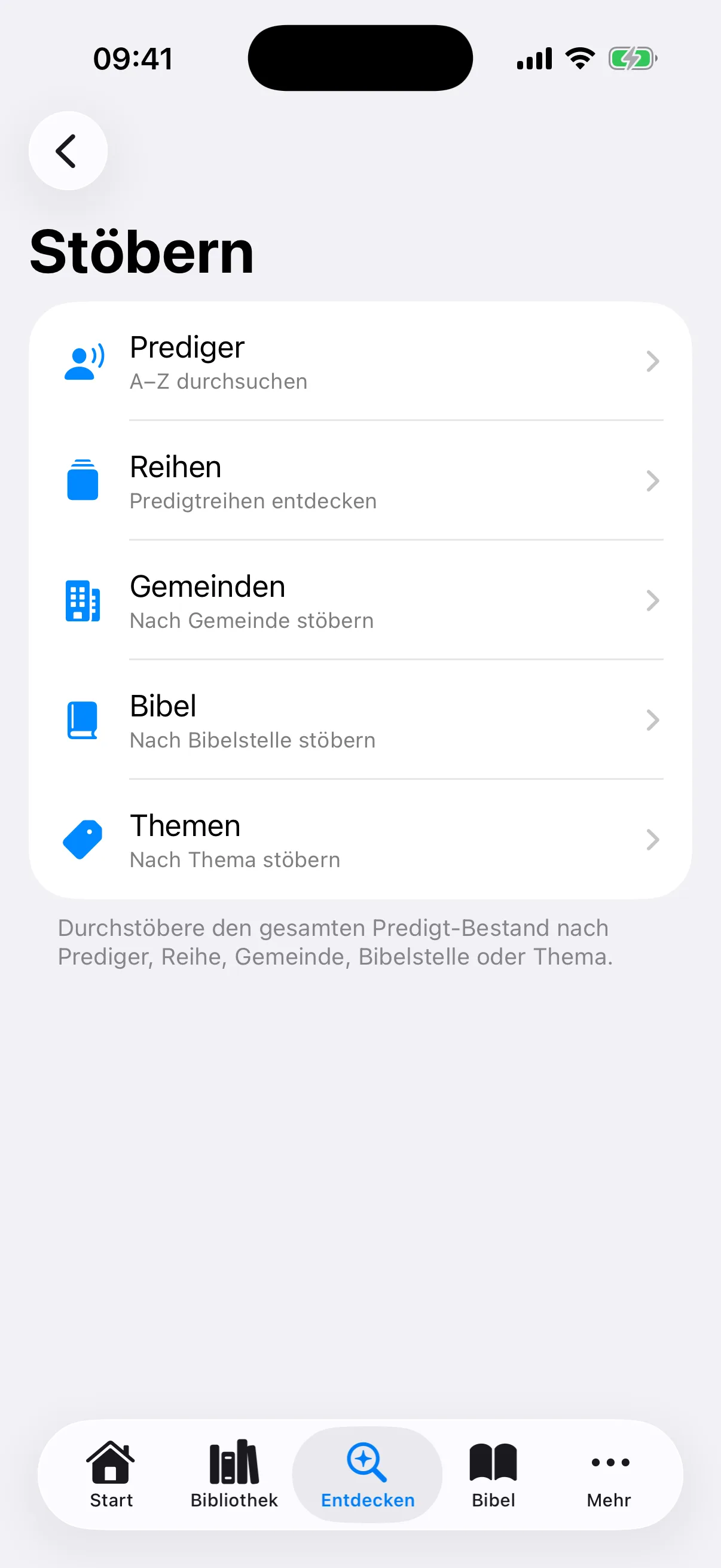 Die fünf Stöber-Dimensionen: Prediger, Reihen, Gemeinden, Bibel, Themen