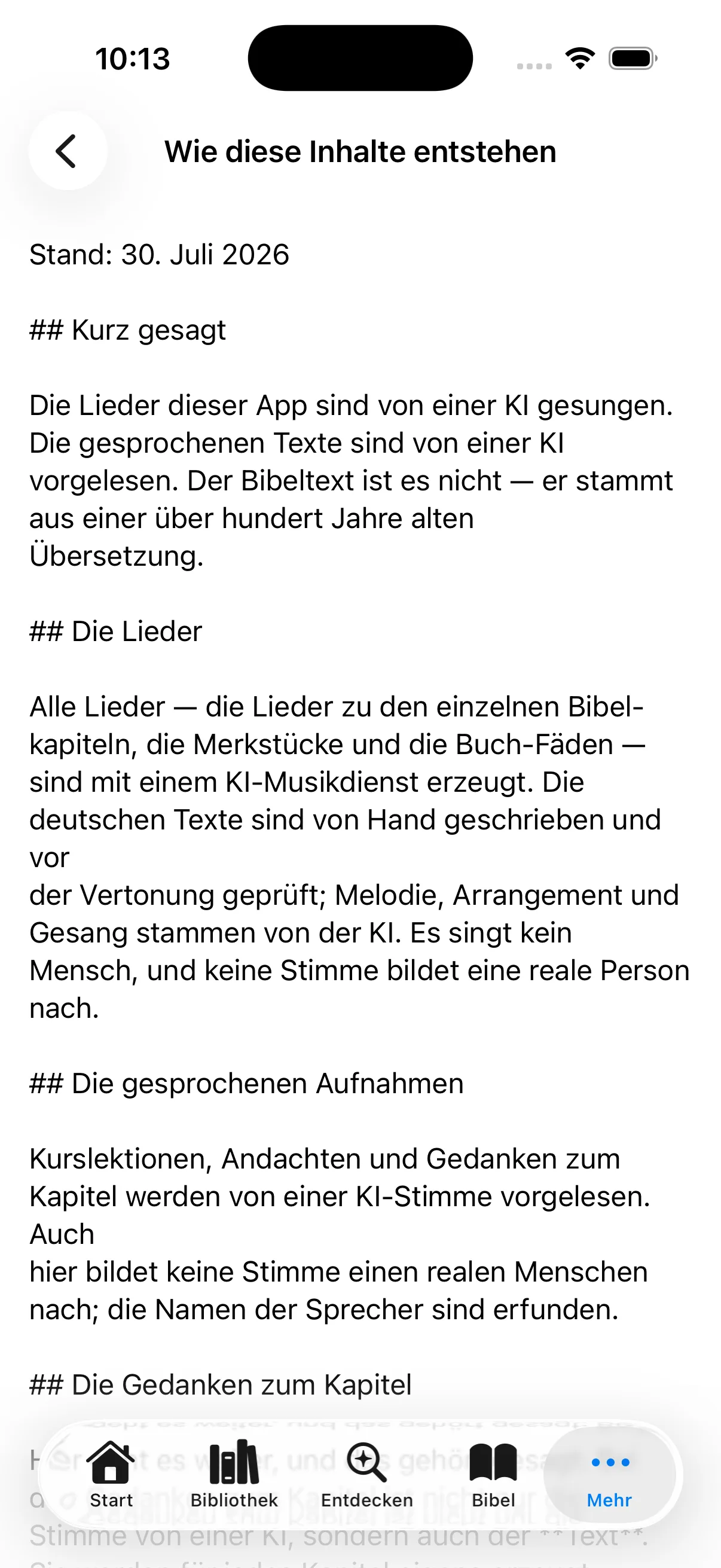Offenlegung in der App: was von einer KI stammt und was nicht